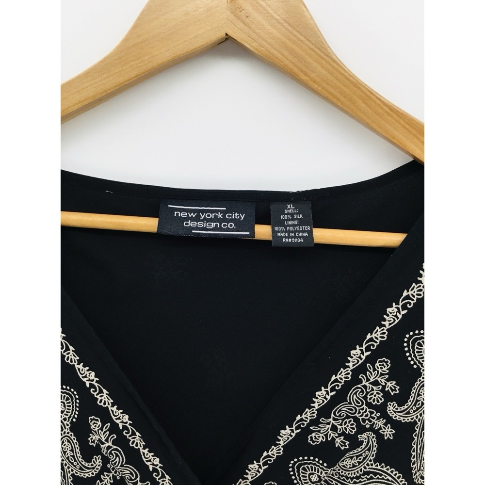 VTG New York City Design Co Silk Babydoll Top Black Boho XL Whimsigoth Y2K HH01 - Picture 8 of 16